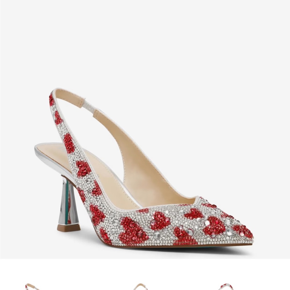 Crystal Heart slingback heels